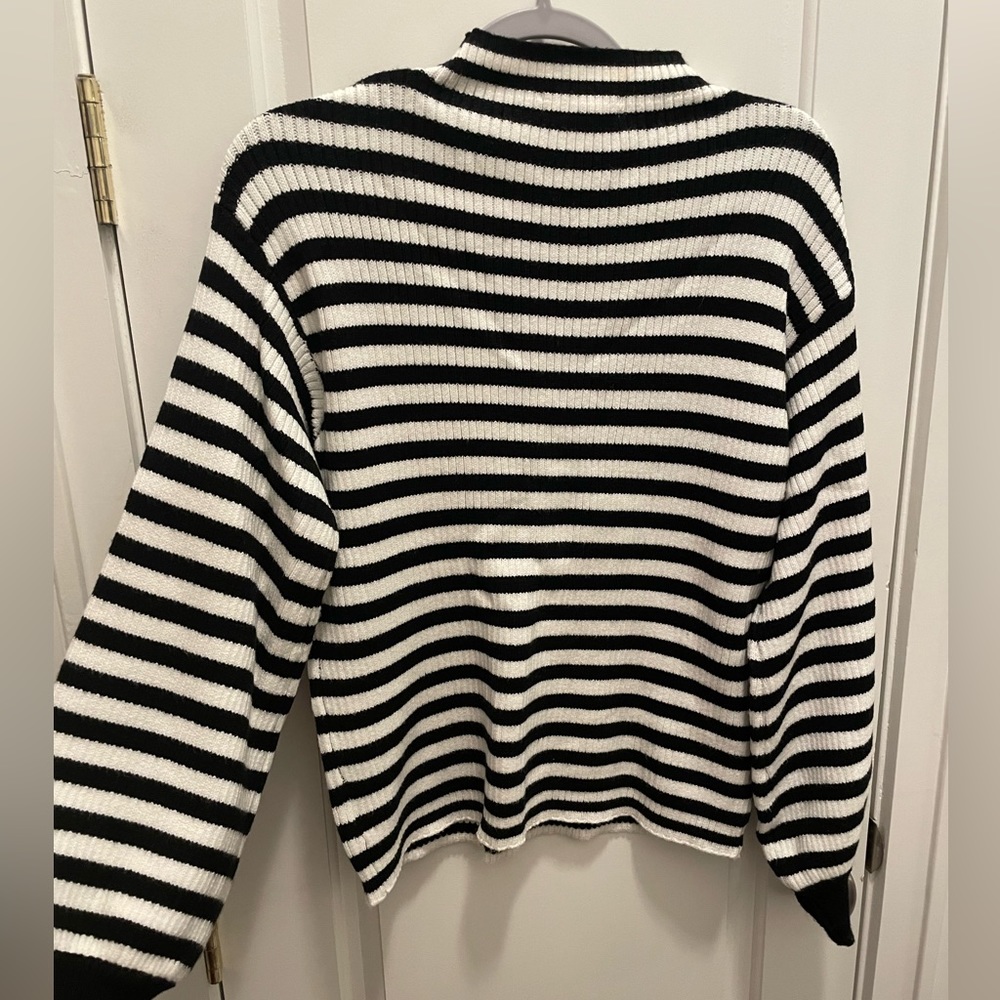 Anthropologie Black and White Striped Ribbed Sweater - Picture 3 of 3
